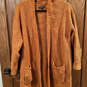 Cozy Rust Chenille Knit Cardigan Sweater